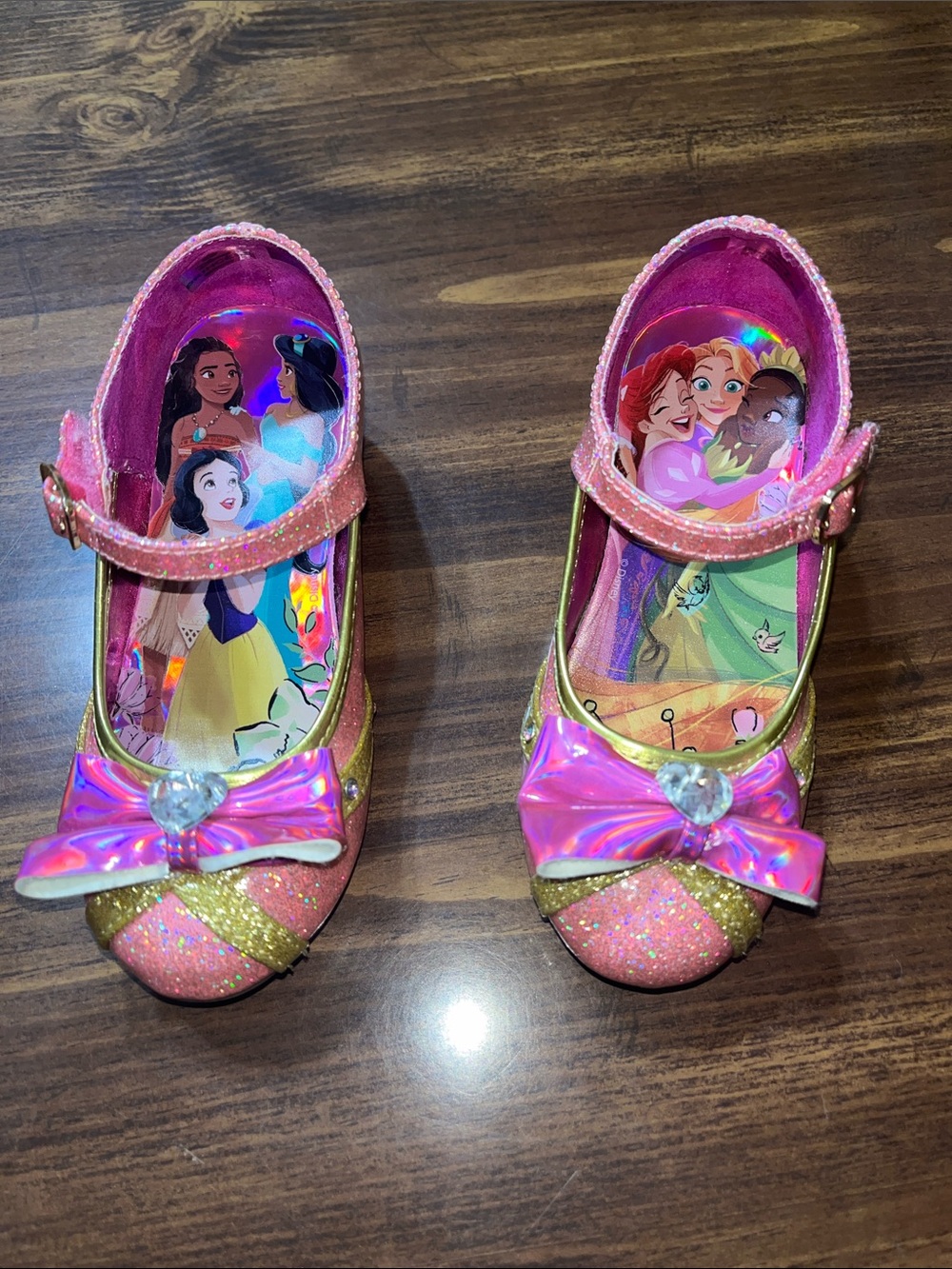 Disney Pink Glitter Princess Mary Jane Shoes for Kids with Bow size 10
